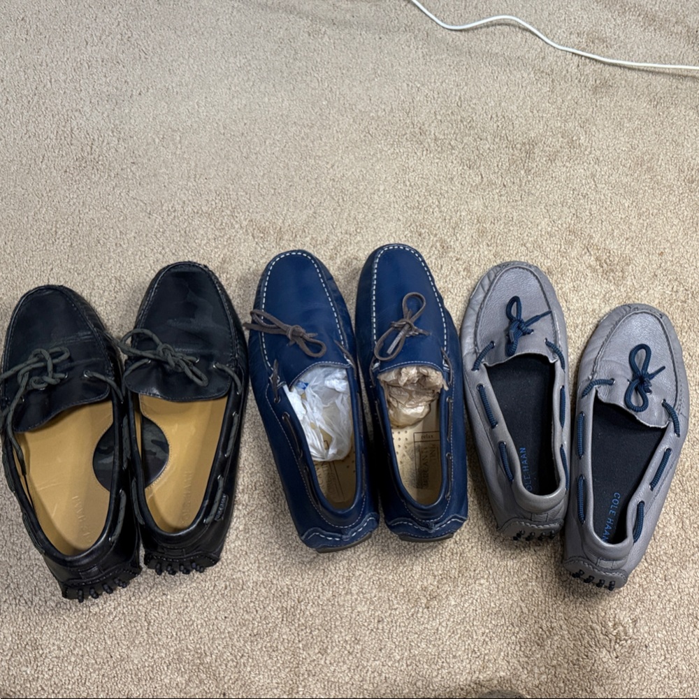 Lot of Casual Loafers - Black, Blue, and Gray
